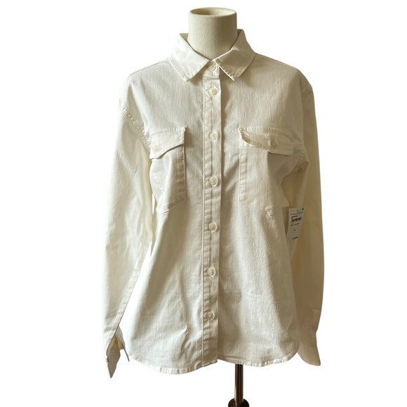 GOOD AMERICAN SHIRT NWT S CLOUD WHITE IVORY WESTERN CASUAL MINIMALIST CLASSIC - Picture 2 of 12
